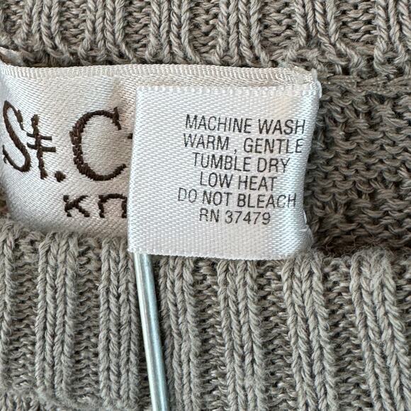 VTG St. Croix Knits Taupe/Black/Red Abstract Grandpa Crewneck Sweater Size Large - Picture 6 of 13